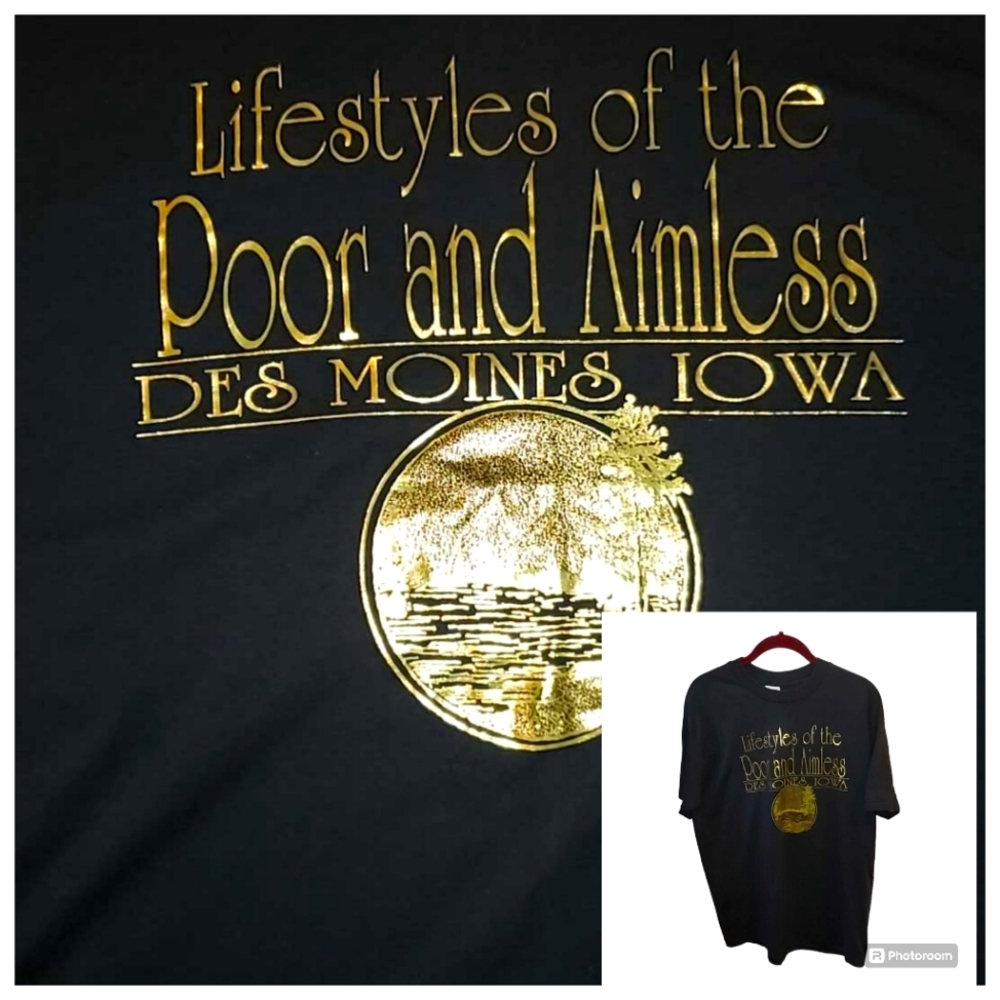 Stedman Black TeeShirt With Gold Graphic Design Des Moines Iowa XL 46 - 48